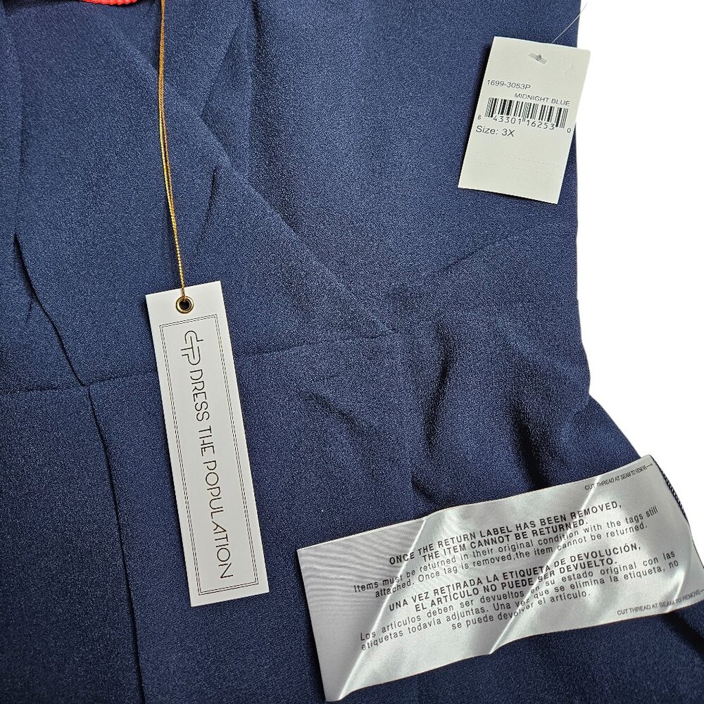 Dress the Population Women's Owen Plunge Neck Faux Wrap A-line Dress, 3X, NWT - Picture 7 of 12